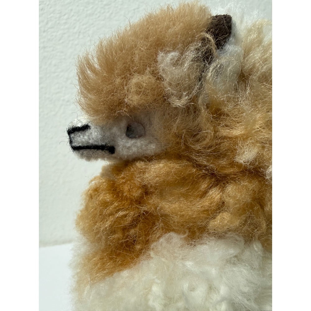 Handmade Genuine Alpaca Fur Plush Llama Figure Cream Tan 9 Inch Peru Folk Art - Picture 9 of 9